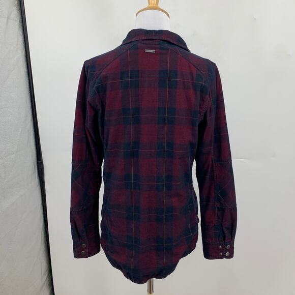 Prana Shirt Women S Small Plaid Long Sleeve Corduroy Snap Buttons Flannel Top - Picture 6 of 13